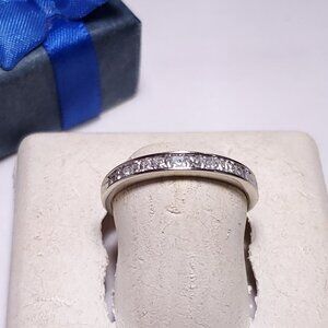 Estate .36ctw Natural Princess Cut Diamond 14Kt Wht/Gold S-8 channel Band #23306